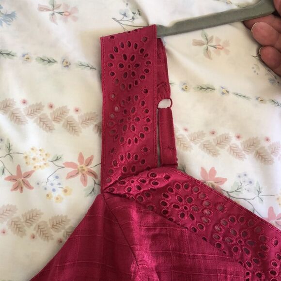 Torrid Cotton Babydoll Windowpane Button front tank Size 2X NWT Red bud - Picture 4 of 8